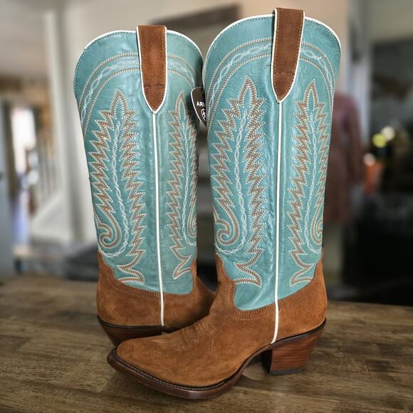 Ariat Shoes - Ariat Ambrose Western Boots Womens Size 6 Penny Suede Pale Turquoise NWT
